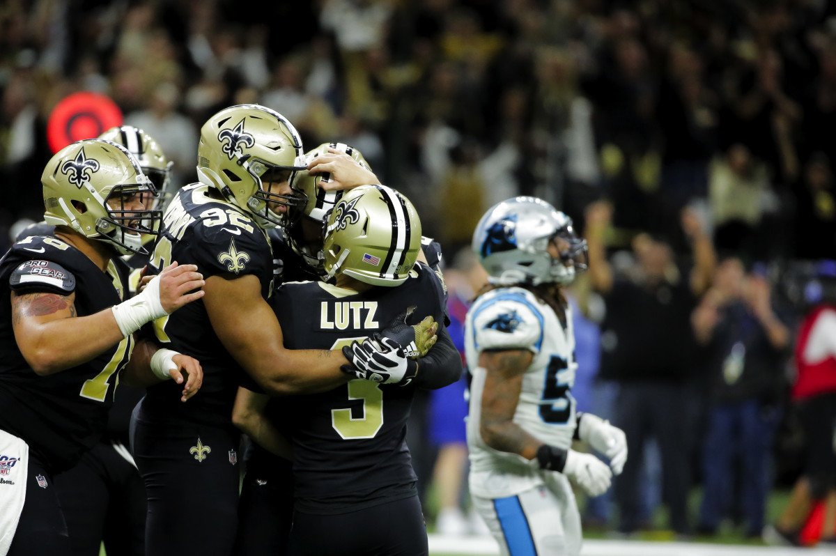 K Wil Lutz (3) celebrates
